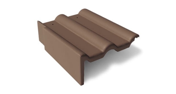 Боковая цементно-песчаная черепица Braas Франкфуртская левая, темно-коричневый