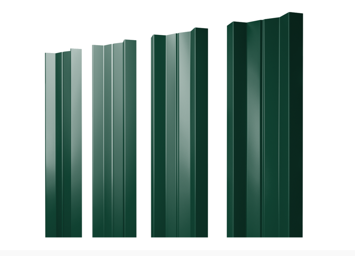 Штакетник М-образный А с прямым резом 0.45 PE RAL 6005 зеленый мох