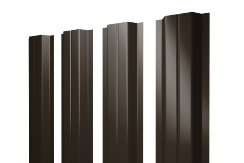 Штакетник П-образный A с прямым резом 0,5 Satin RR 32 темно-коричневый