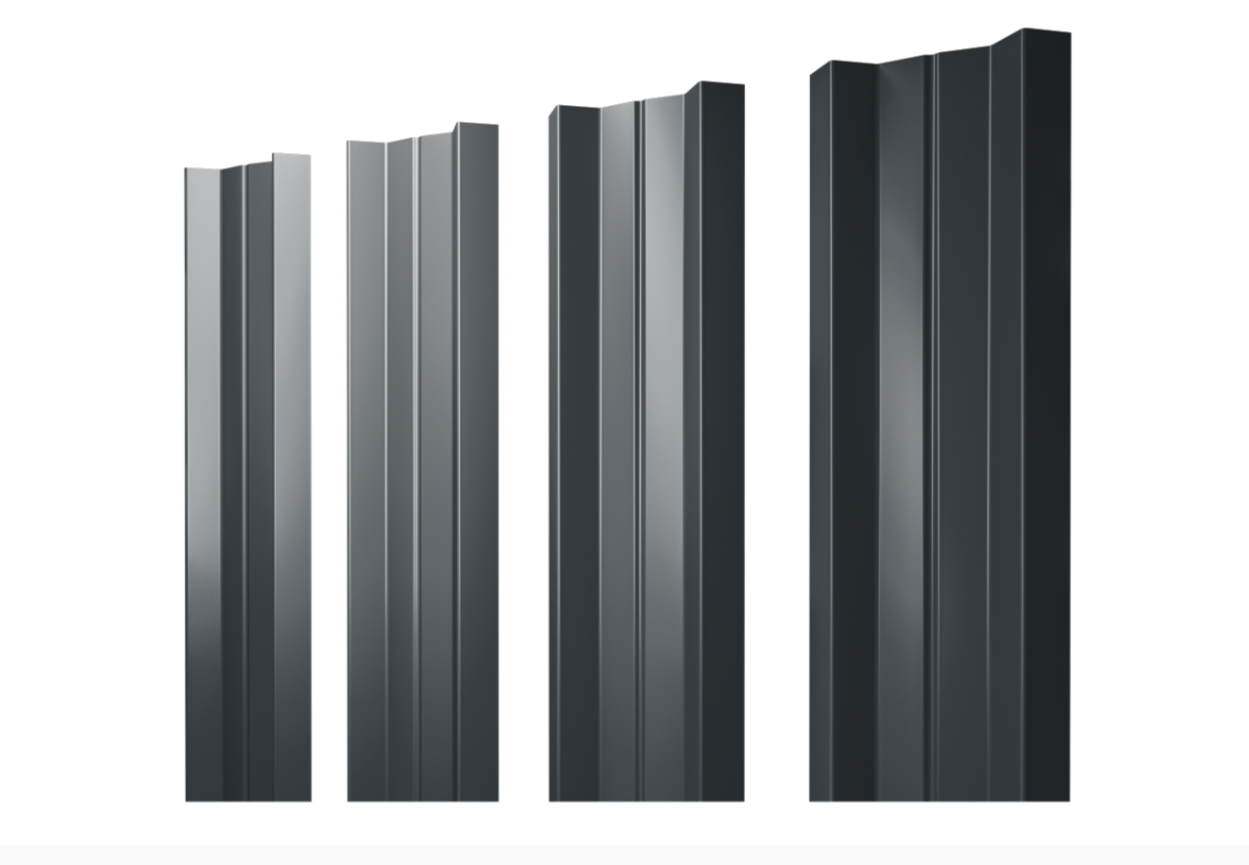 Штакетник М-образный А с прямым резом 0.45 PE RAL 7016 антрацитово-серый