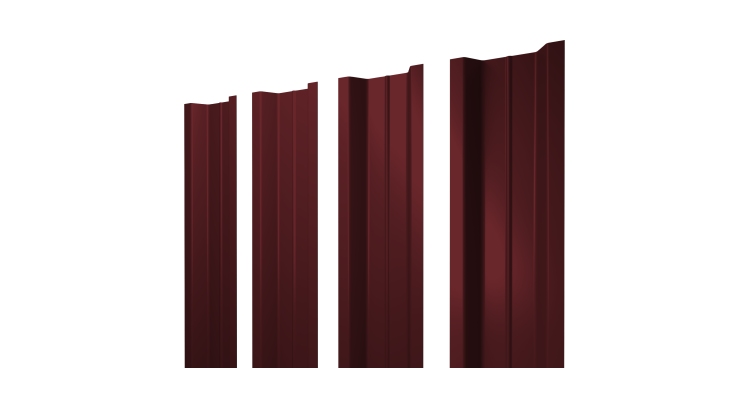 Штакетник П-образный В с прямым резом 0,45 PE-Double RAL 3005 красное вино