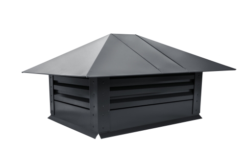 Дымник на трубу с жалюзи 520х390мм 0,45 Drap с пленкой RAL 7024 мокрый асфальт